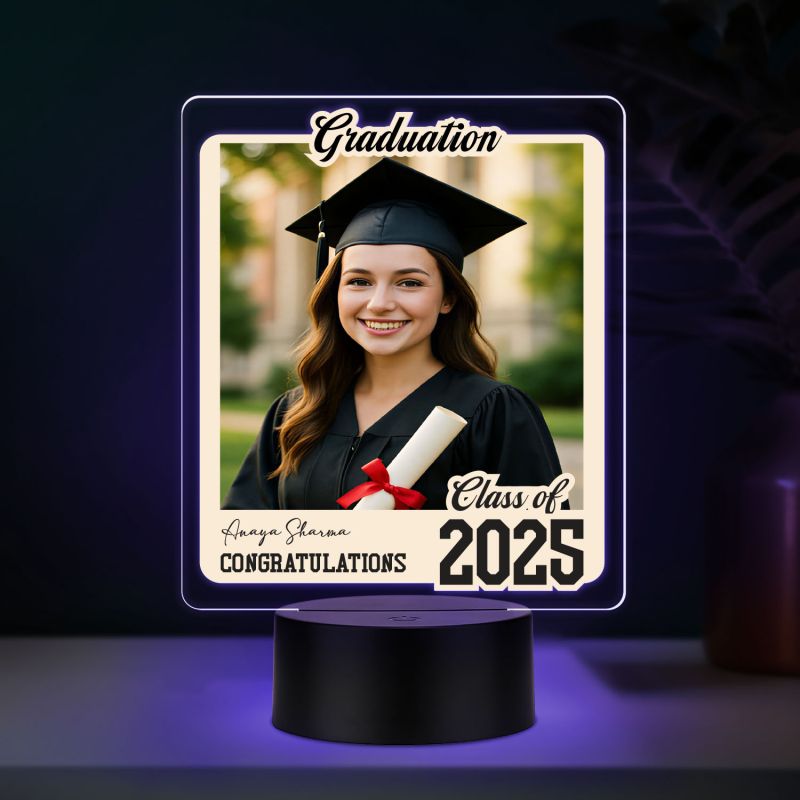 Personalized Graduation Congratulations Gift Night Lamp Custom with Photo & Name Graduation Gift for Student, Son, Daughter, Nurse & Doctor Multicolored Light